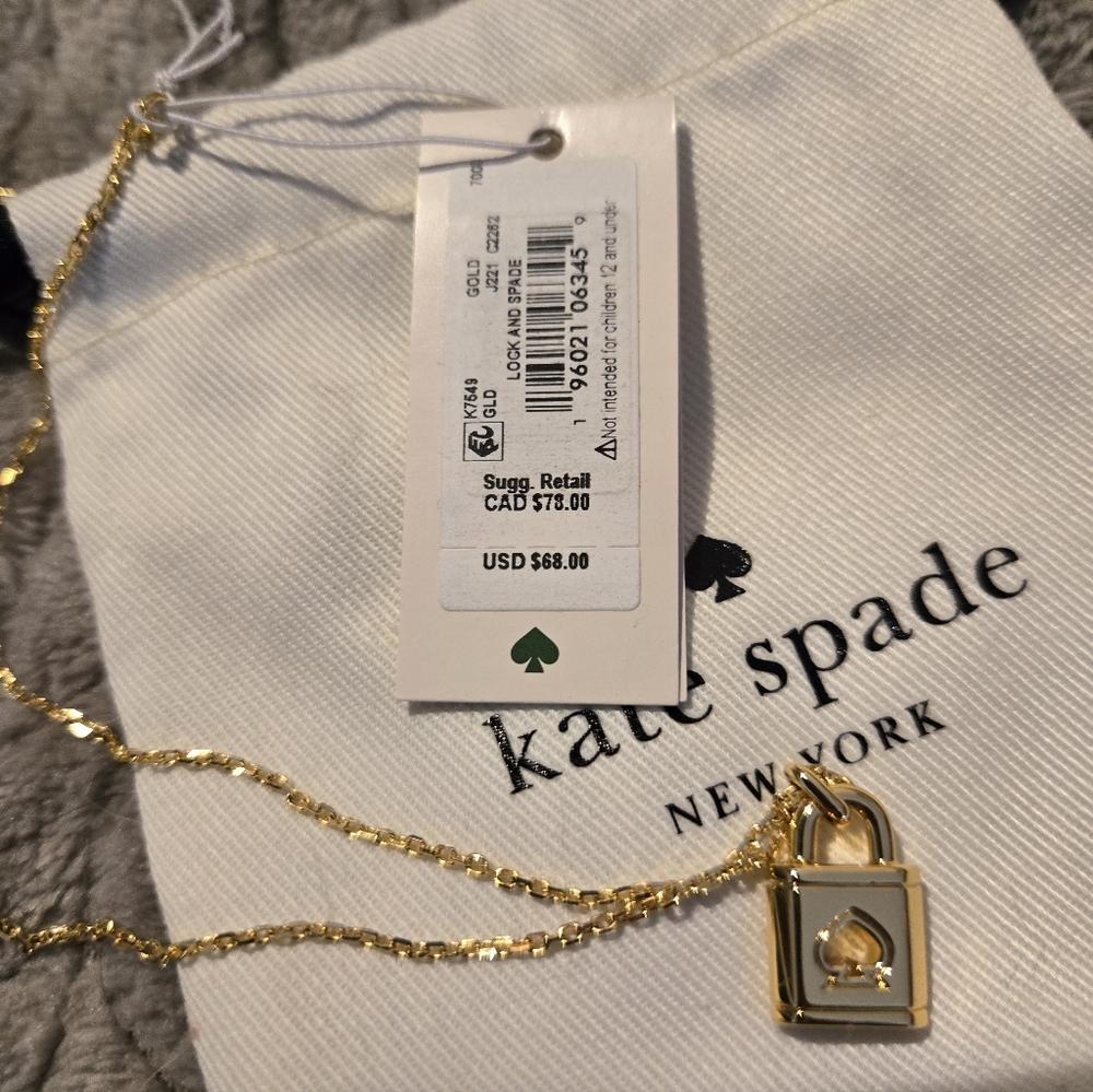 Kate Spade Gold Padlock Necklace NWT And Dustbag